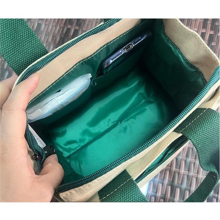 No.510 加厚帆布袋小提袋幸運草印花小包包手提袋便當袋餐袋學習包購物收納袋339229-細節圖4