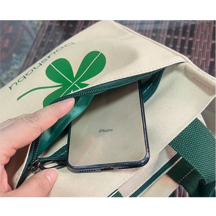 No.510 加厚帆布袋小提袋幸運草印花小包包手提袋便當袋餐袋學習包購物收納袋339229-細節圖7