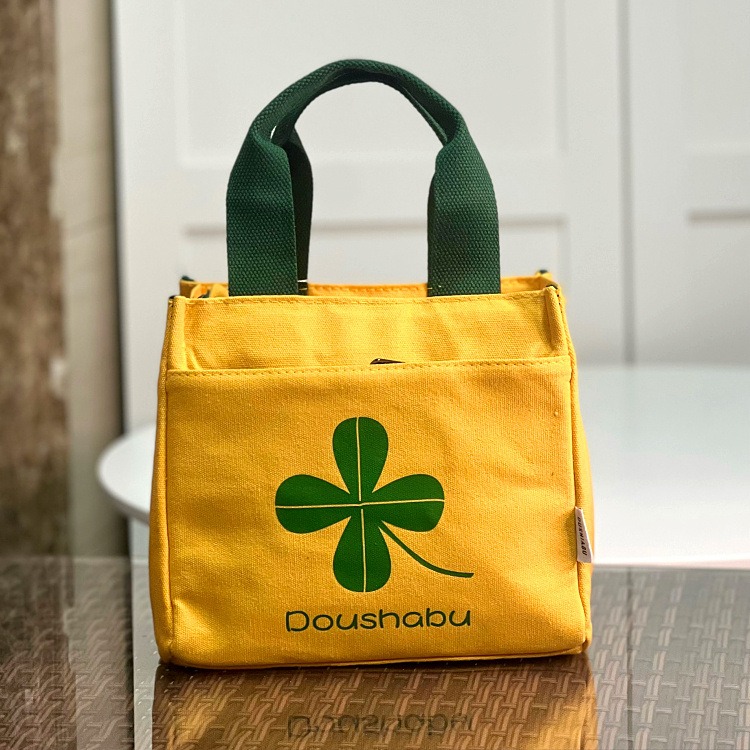 No.510 加厚帆布袋小提袋幸運草印花小包包手提袋便當袋餐袋學習包購物收納袋339229-規格圖9