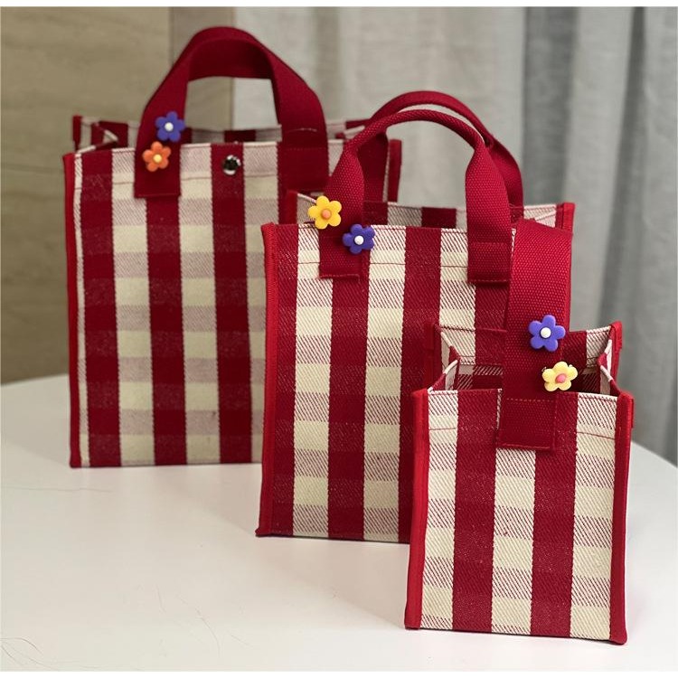 No.270/2 預購2色中號條紋格子手提袋購物袋餐袋便當袋內防水小提袋219139-細節圖4