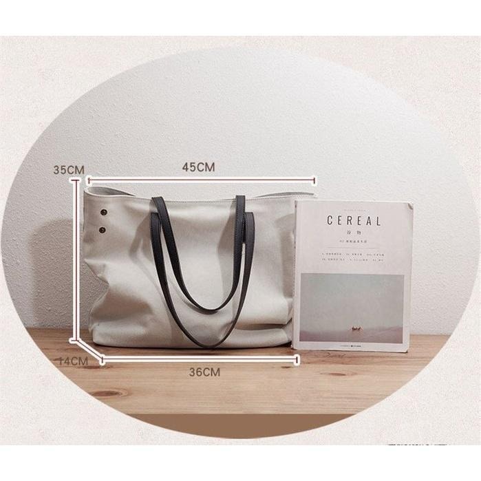 No.9956 日系文青帆布包女肩背包側背包手提包慵懶風素色復古簡約大容量帆布袋子母包大方包2way附化妝小包學生OL-細節圖4