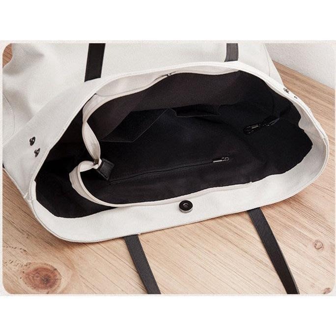 No.9956 日系文青帆布包女肩背包側背包手提包慵懶風素色復古簡約大容量帆布袋子母包大方包2way附化妝小包學生OL-細節圖9