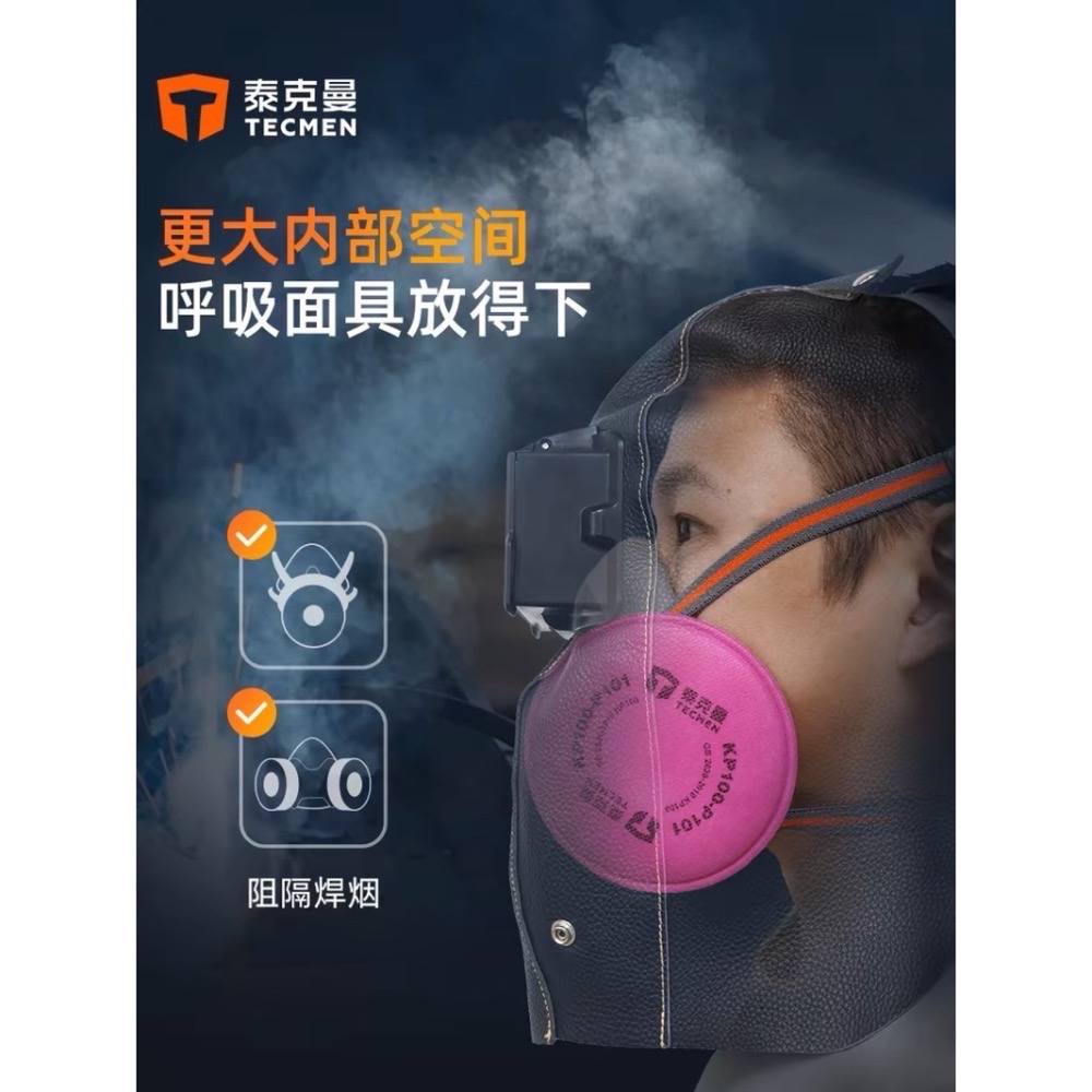 【桂花精選】🔥新開幕🔥牛皮面罩 電焊面罩 焊接面罩 泰克曼 輕便耐磨隔熱 管道小空間 可折疊攜帶方便-細節圖6