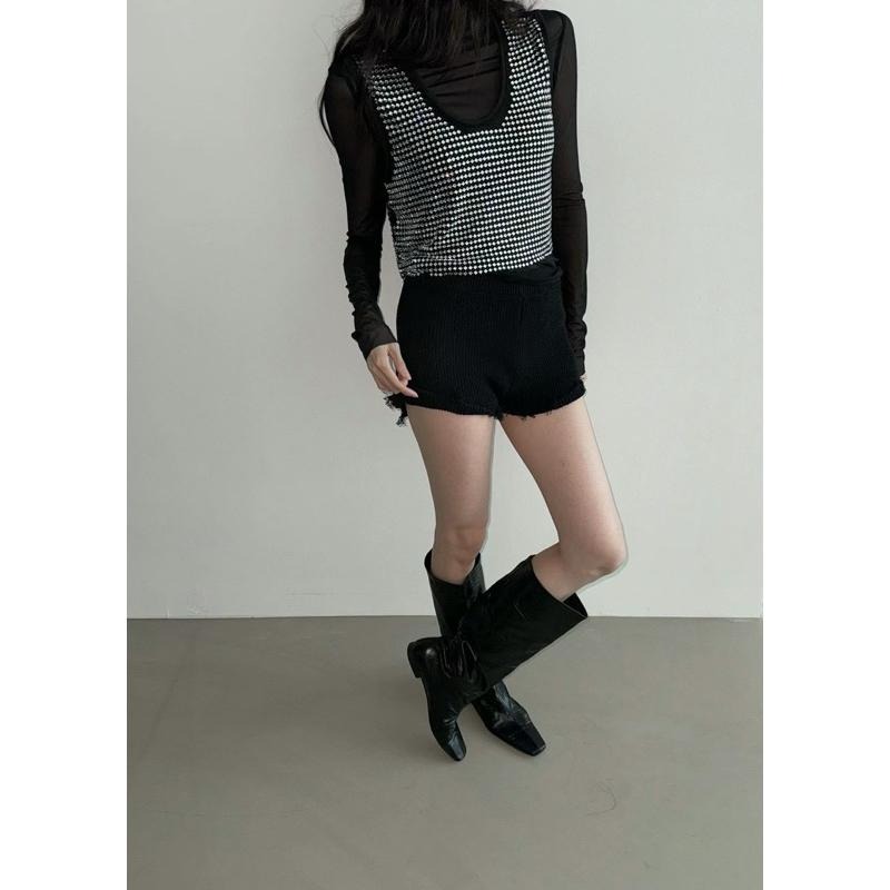 【Chichic Girl 齊克女孩】 針織破損感不修邊針織短褲-細節圖8