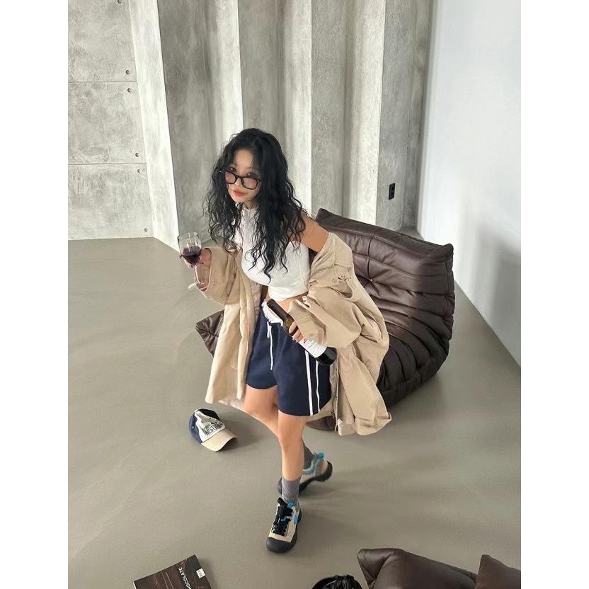 《HSS 韓國代購》正韓 🇰🇷 東大門 oversize 抽繩工裝慵懶男友風衣外套-細節圖5