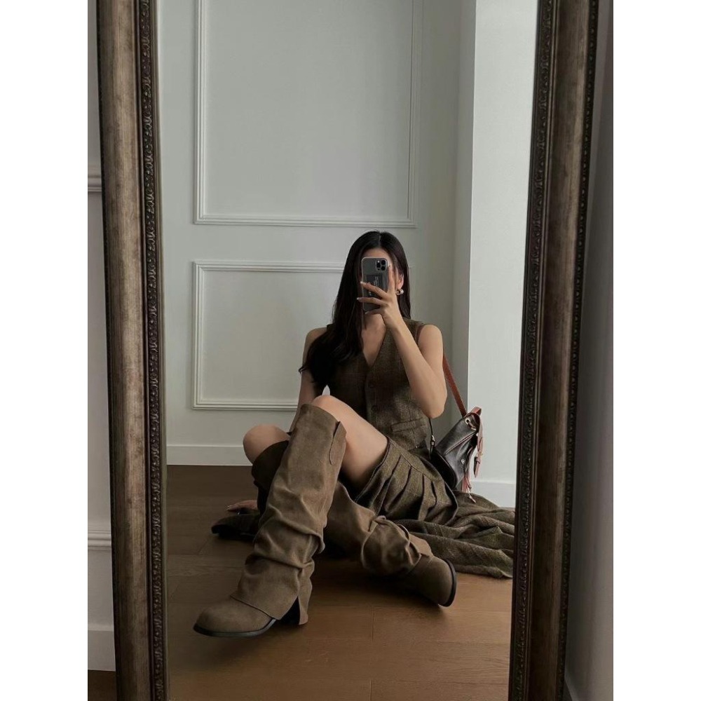 《HSS 韓國代購》正韓 🇰🇷 東大門 霧面斜筒長筒靴-細節圖2