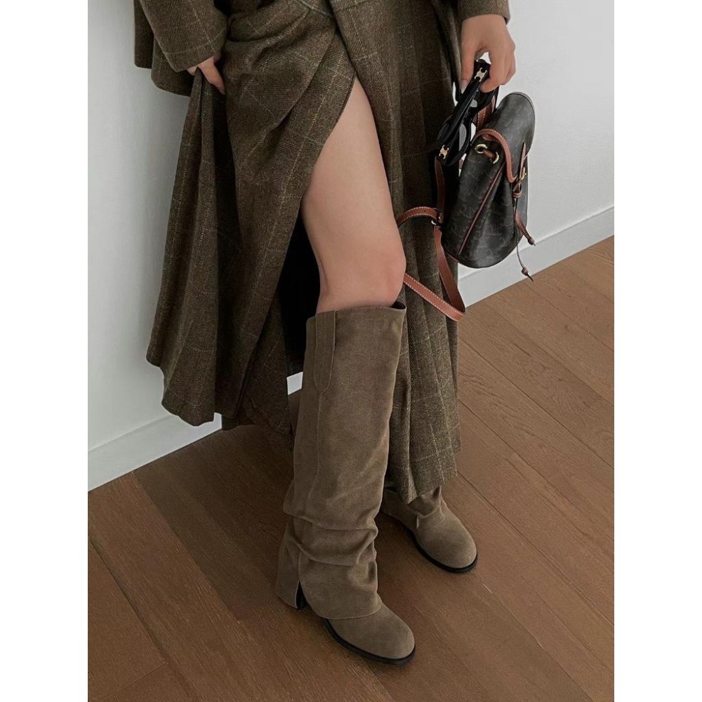 《HSS 韓國代購》正韓 🇰🇷 東大門 霧面斜筒長筒靴-細節圖3