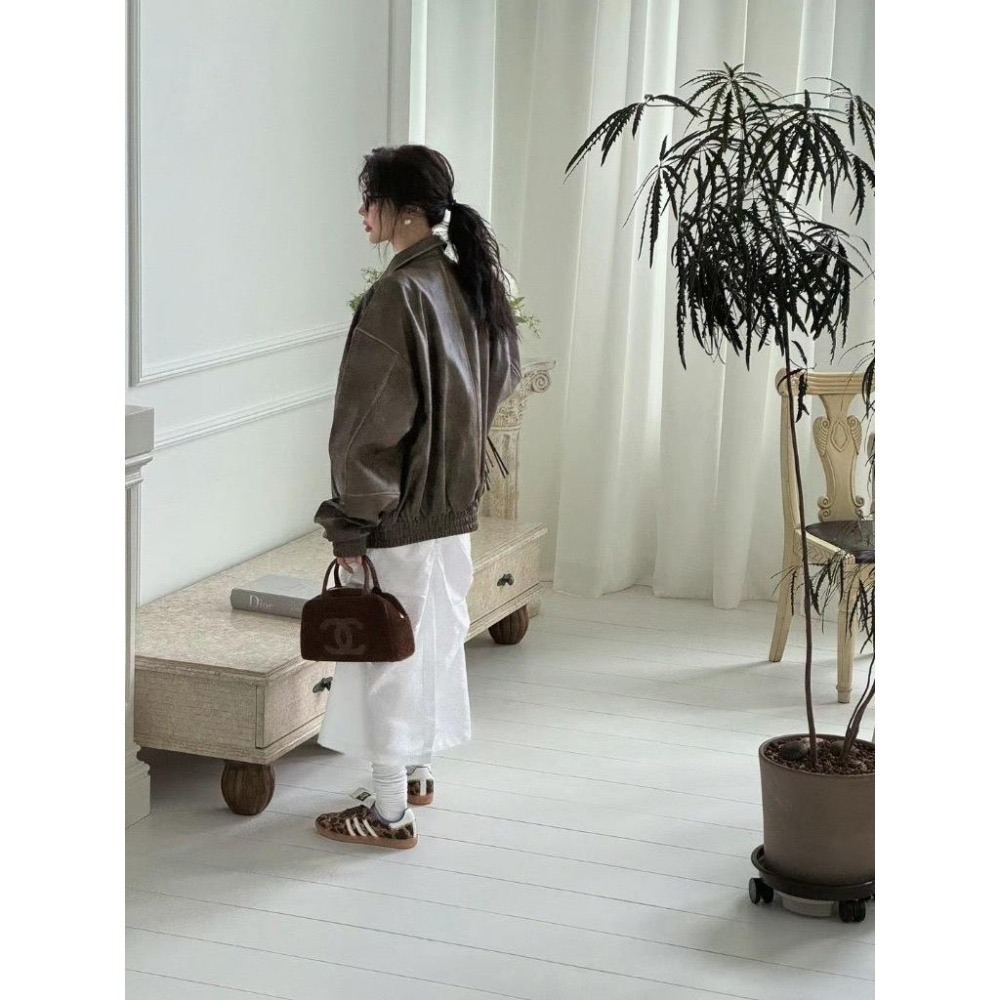 《HSS 韓國代購》正韓 🇰🇷 東大門 老爹復古 古著感 仿舊 機車外套 皮革外套-細節圖4