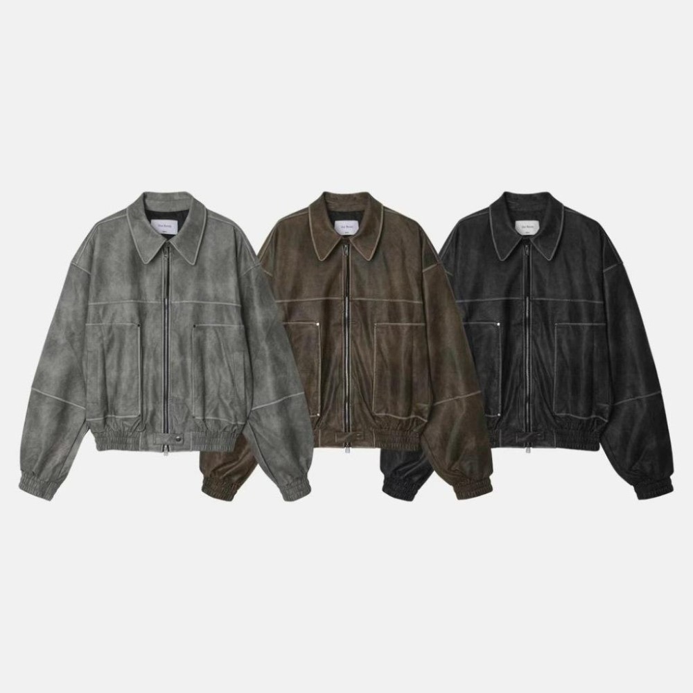 《HSS 韓國代購》正韓 🇰🇷 東大門 老爹復古 古著感 仿舊 機車外套 皮革外套-細節圖9