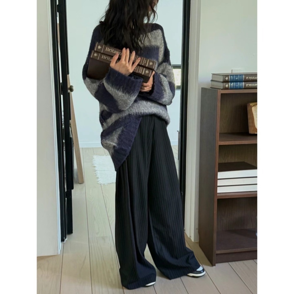 24HR出貨 現貨在台《HSS 韓國代購》正韓 🇰🇷 東大門 拚色條紋寬鬆針織毛衣-細節圖4