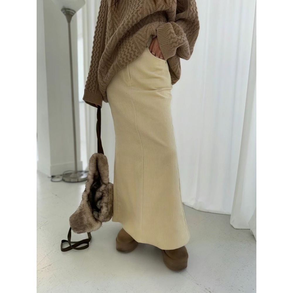 《HSS 韓國代購》正韓 🇰🇷 東大門 顯瘦極美燈芯絨魚尾裙-細節圖8