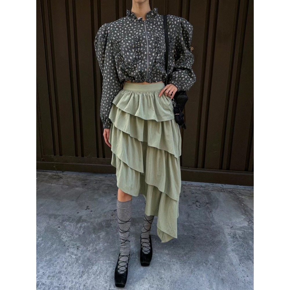 《HSS 韓國代購》正韓 🇰🇷 東大門 鬆緊腰不規則尼龍蛋糕裙-細節圖3