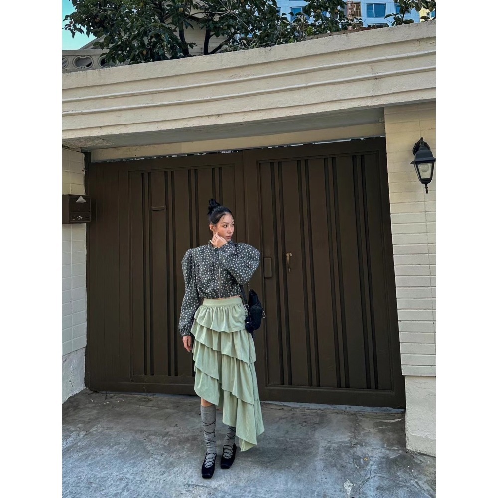 《HSS 韓國代購》正韓 🇰🇷 東大門 鬆緊腰不規則尼龍蛋糕裙-細節圖4