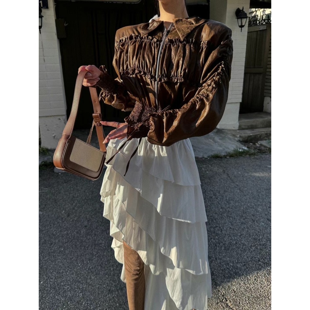 《HSS 韓國代購》正韓 🇰🇷 東大門 鬆緊腰不規則尼龍蛋糕裙-細節圖6