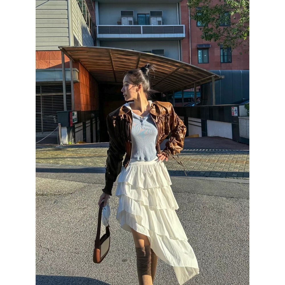 《HSS 韓國代購》正韓 🇰🇷 東大門 鬆緊腰不規則尼龍蛋糕裙-細節圖7