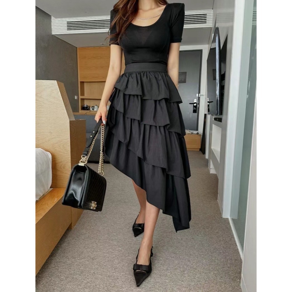 《HSS 韓國代購》正韓 🇰🇷 東大門 鬆緊腰不規則尼龍蛋糕裙-規格圖11