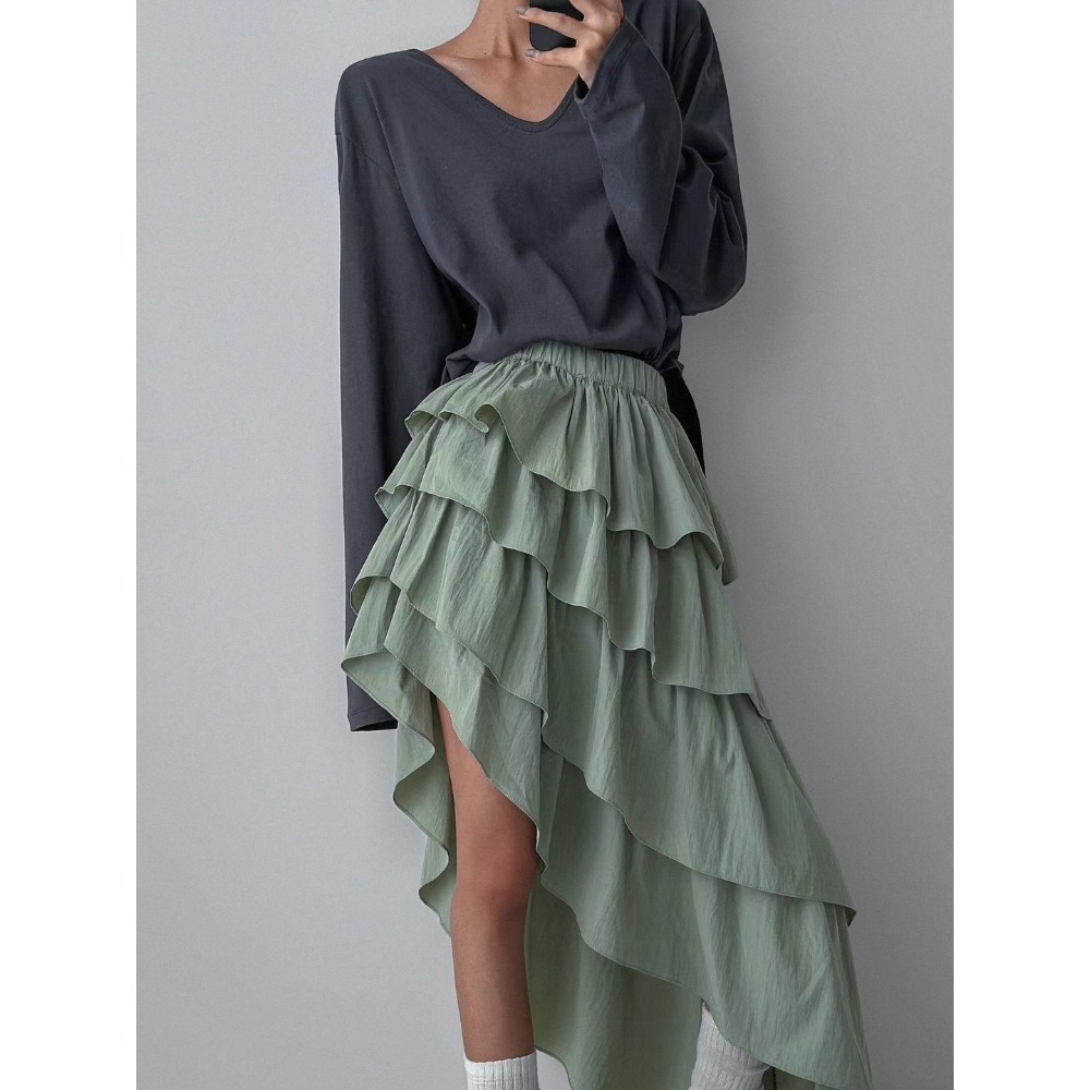 《HSS 韓國代購》正韓 🇰🇷 東大門 鬆緊腰不規則尼龍蛋糕裙-規格圖11