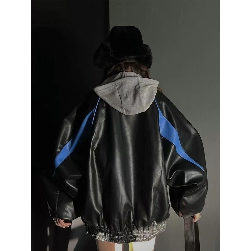 《HSS 韓國代購》正韓 🇰🇷 東大門 巴黎世家 拼色立領 皮革外套-細節圖4