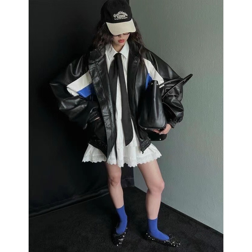 《HSS 韓國代購》正韓 🇰🇷 東大門 巴黎世家 拼色立領 皮革外套-細節圖7