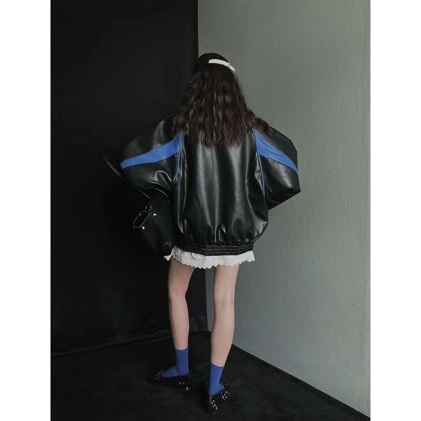 《HSS 韓國代購》正韓 🇰🇷 東大門 巴黎世家 拼色立領 皮革外套-細節圖9