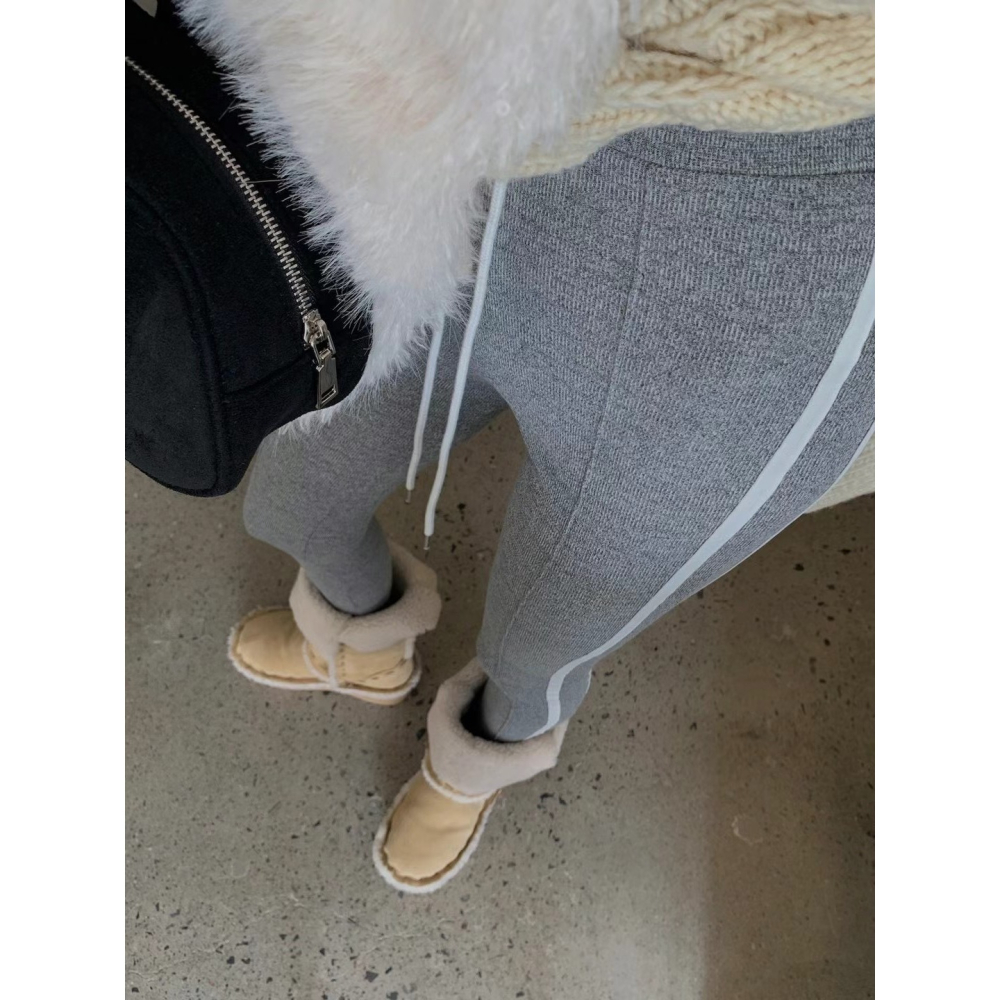 《HSS韓國代購》正韓 🇰🇷 東大門 抽繩條紋彈力內搭褲-細節圖2