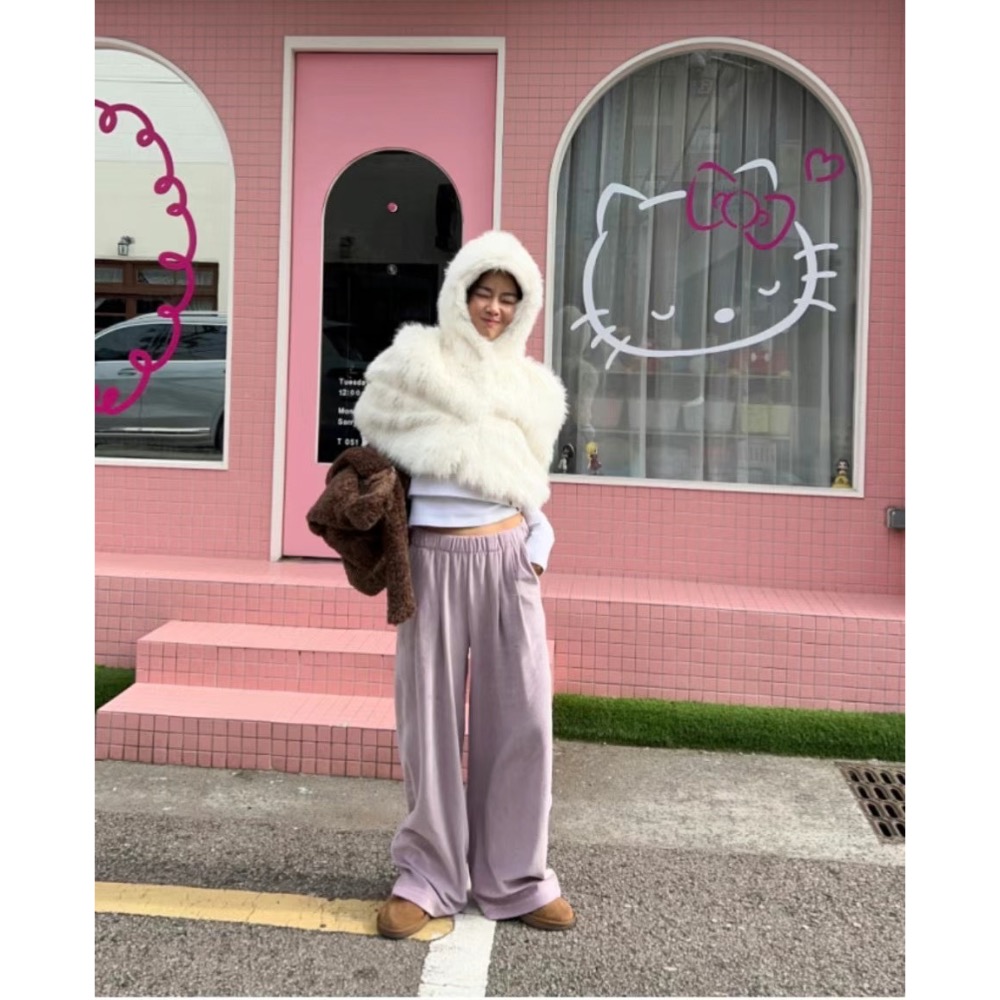 《HSS 韓國代購》正韓 🇰🇷 東大門  Maymay款 連帽兔毛皮草開扣短版罩衫-細節圖6