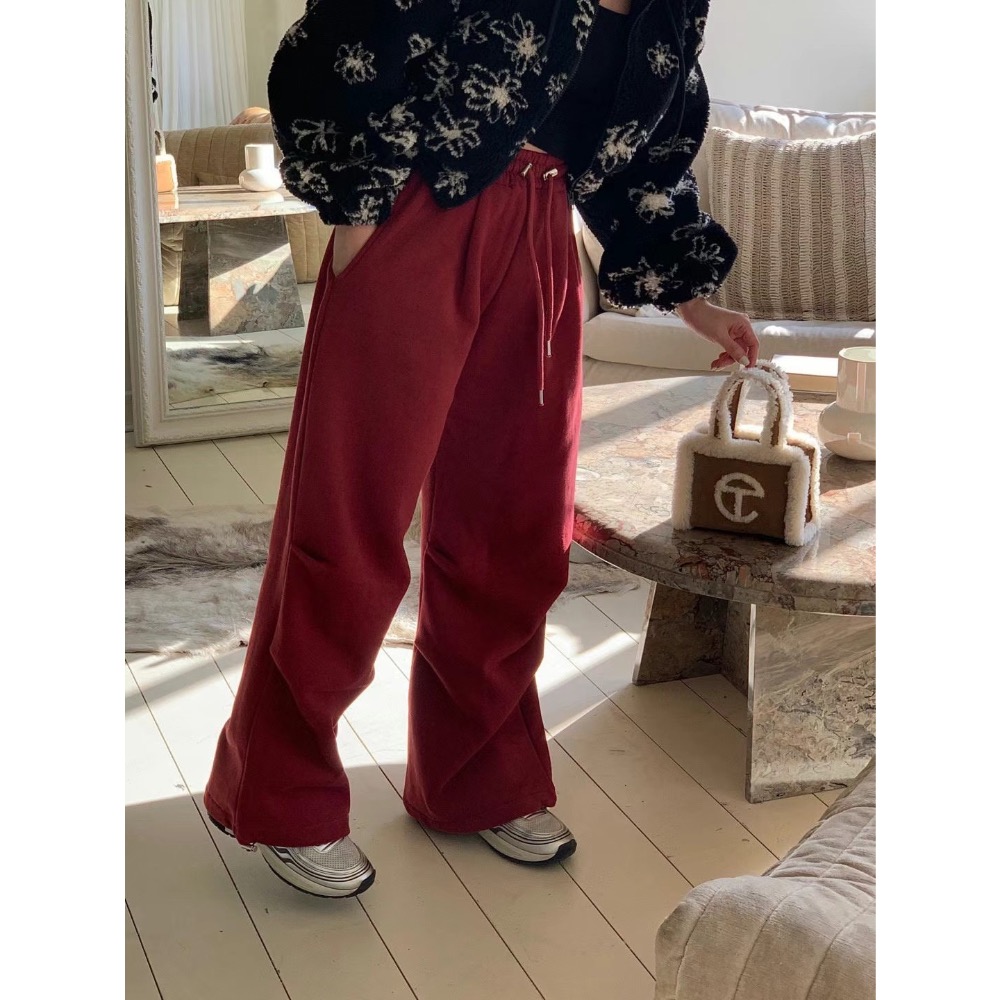 《HSS 韓國代購》正韓 🇰🇷 東大門  Revecite 鬆緊腰下立體折點抓皺直筒休閒褲棉褲-細節圖2