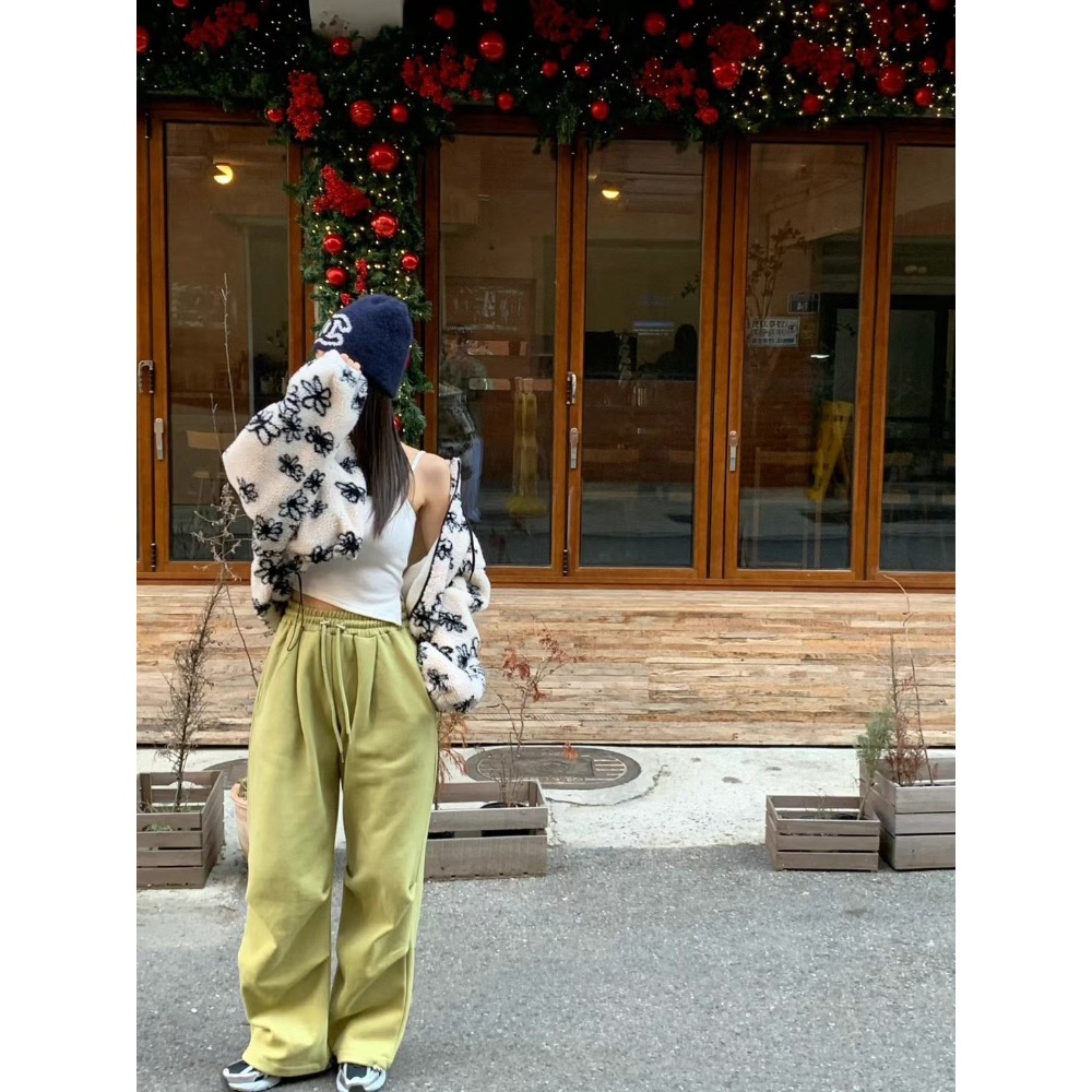 《HSS 韓國代購》正韓 🇰🇷 東大門  Revecite 鬆緊腰下立體折點抓皺直筒休閒褲棉褲-細節圖3