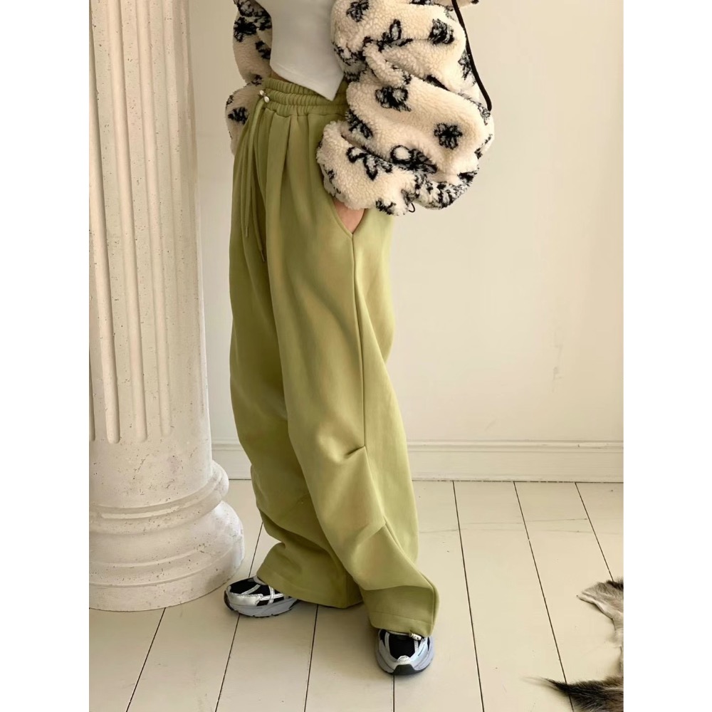 《HSS 韓國代購》正韓 🇰🇷 東大門  Revecite 鬆緊腰下立體折點抓皺直筒休閒褲棉褲-細節圖4