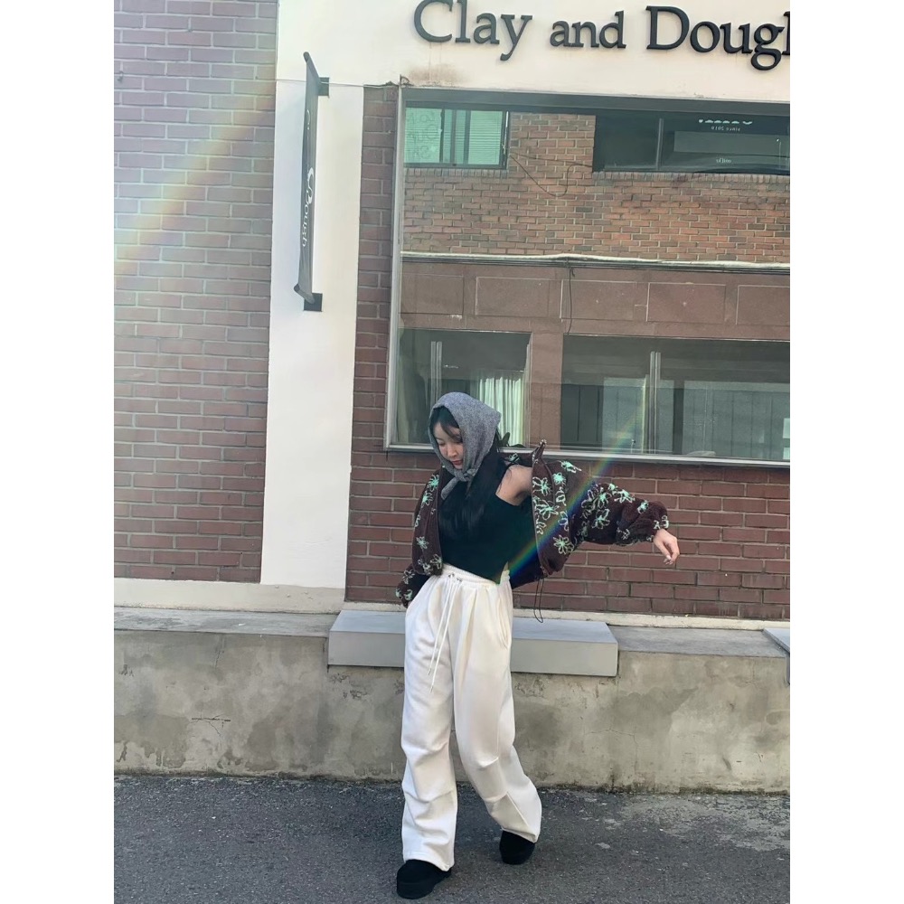 《HSS 韓國代購》正韓 🇰🇷 東大門  Revecite 鬆緊腰下立體折點抓皺直筒休閒褲棉褲-細節圖7