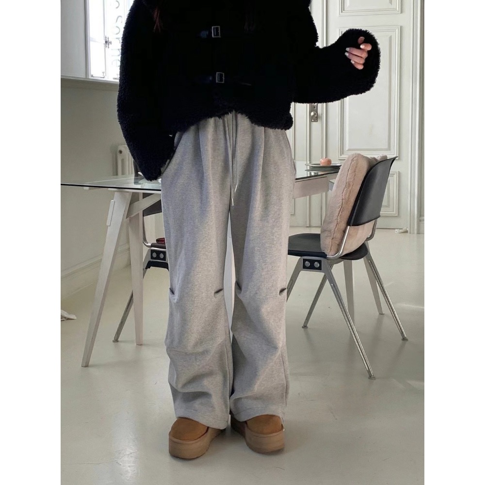 《HSS 韓國代購》正韓 🇰🇷 東大門  Revecite 鬆緊腰下立體折點抓皺直筒休閒褲棉褲-細節圖10