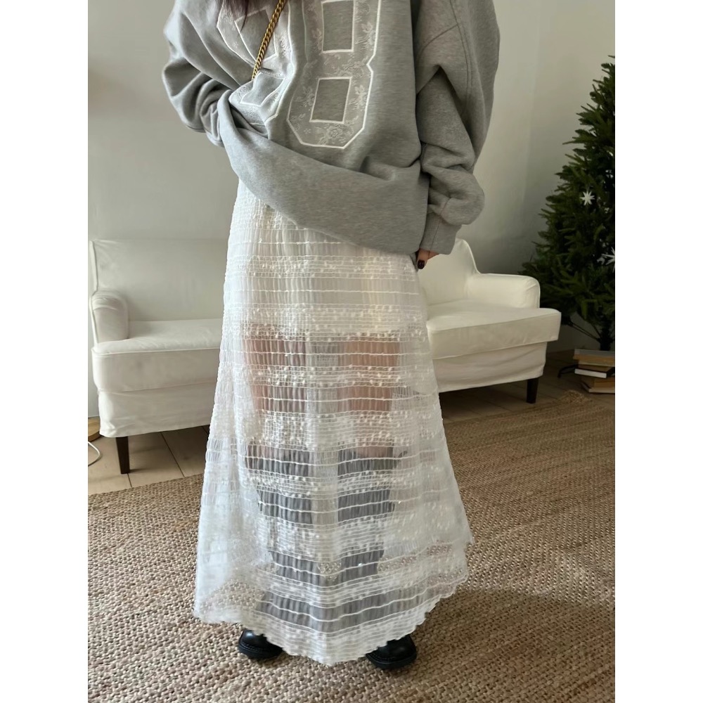 《HSS 韓國代購》正韓 🇰🇷 東大門  星空點點鏤空透視紗裙短裙內襯-細節圖2