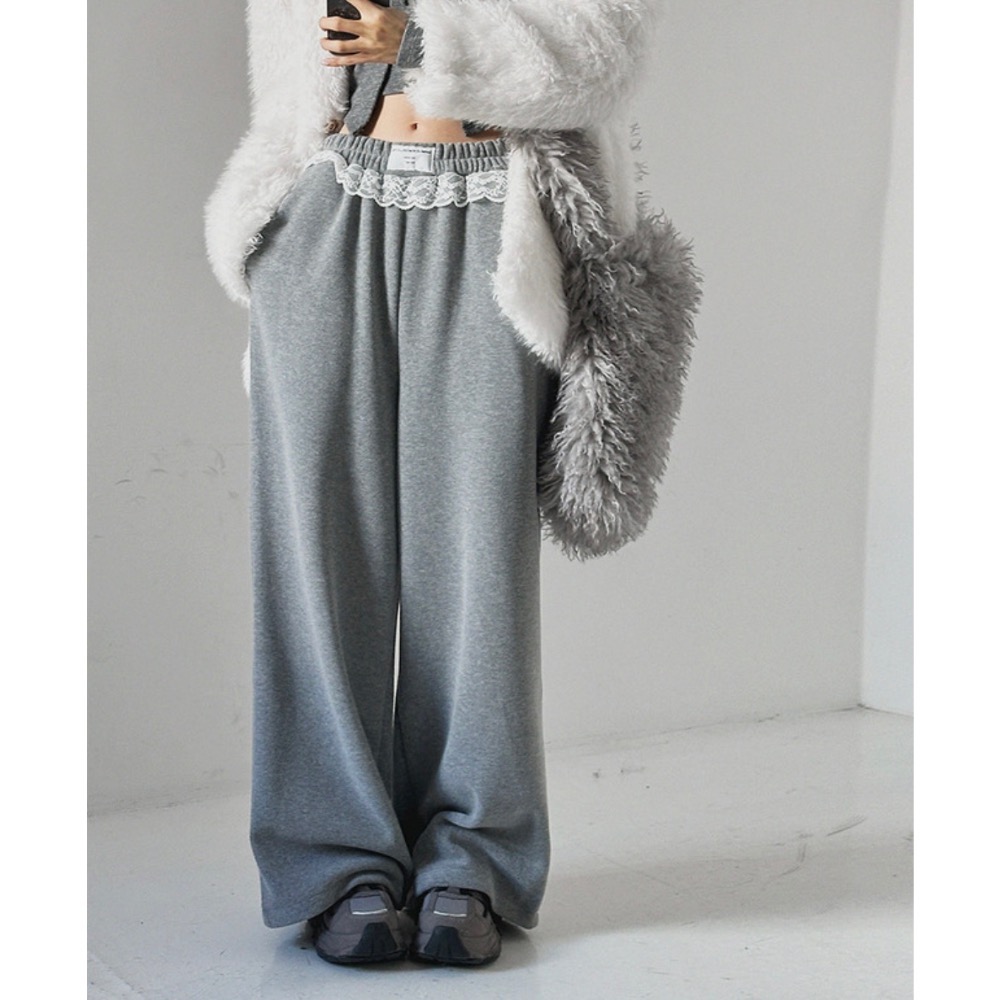 《HSS 韓國代購》正韓 🇰🇷 東大門 lagirl 蕾絲背心+針織小外套Set/鬆緊腰結蕾絲花邊休閒棉褲-細節圖4