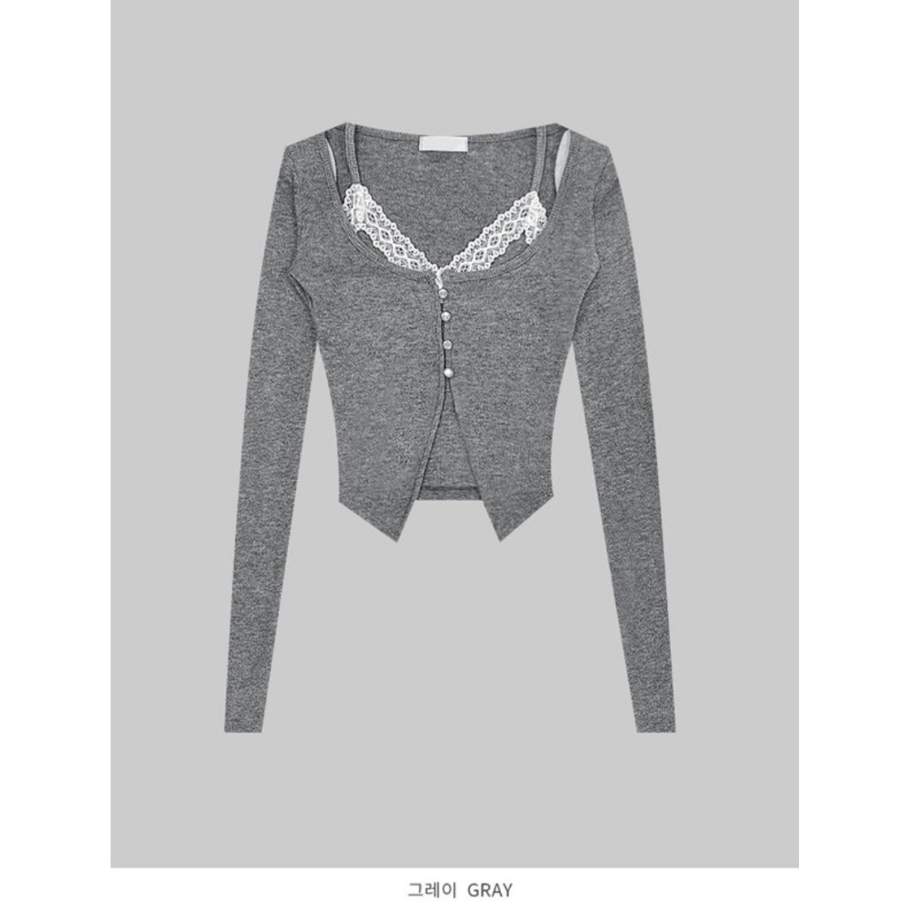 《HSS 韓國代購》正韓 🇰🇷 東大門 lagirl 蕾絲背心+針織小外套Set/鬆緊腰結蕾絲花邊休閒棉褲-規格圖10