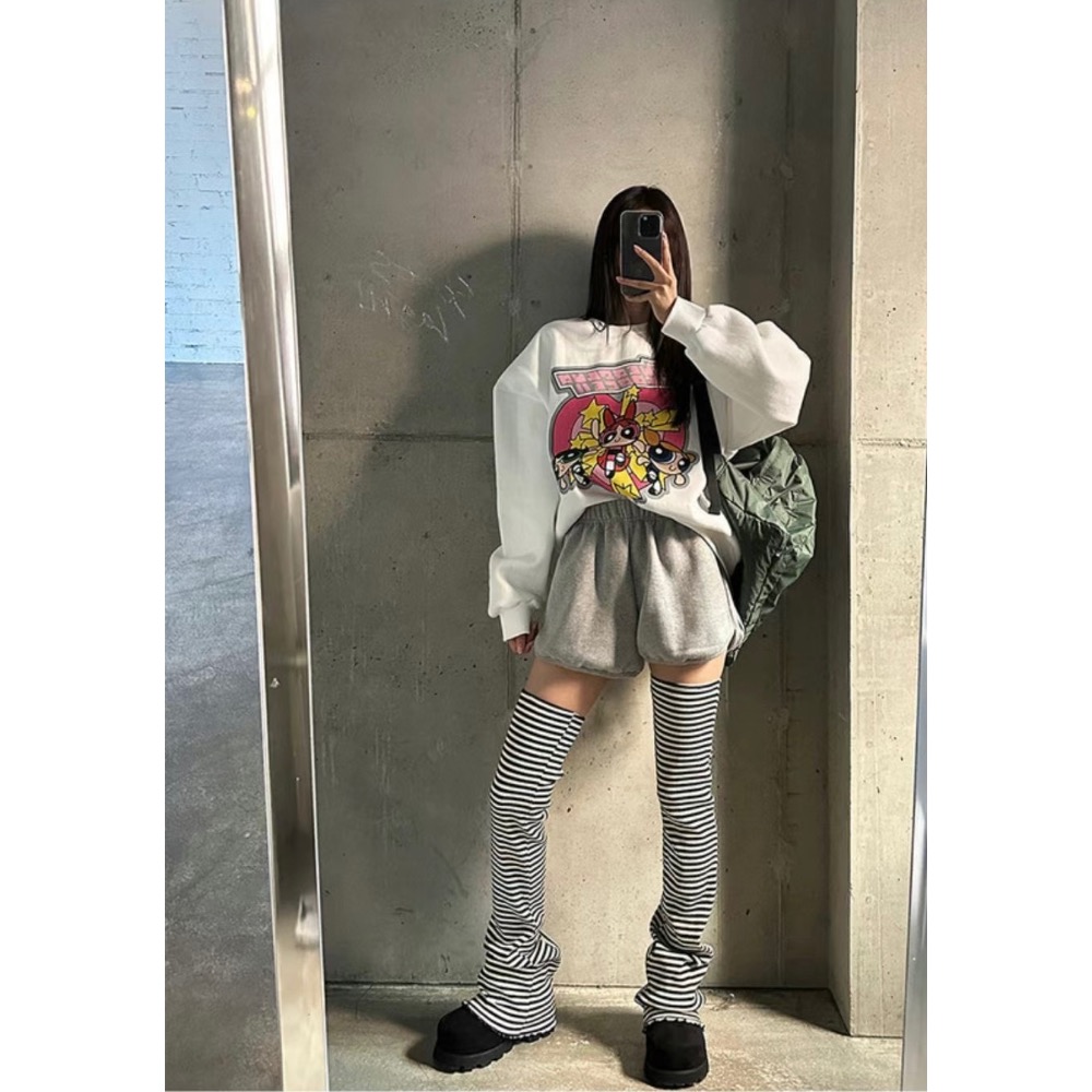 《HSS 韓國代購》正韓 🇰🇷 東大門  Y2K女孩今年必備❤️膝上襪套 條紋襪套-細節圖4