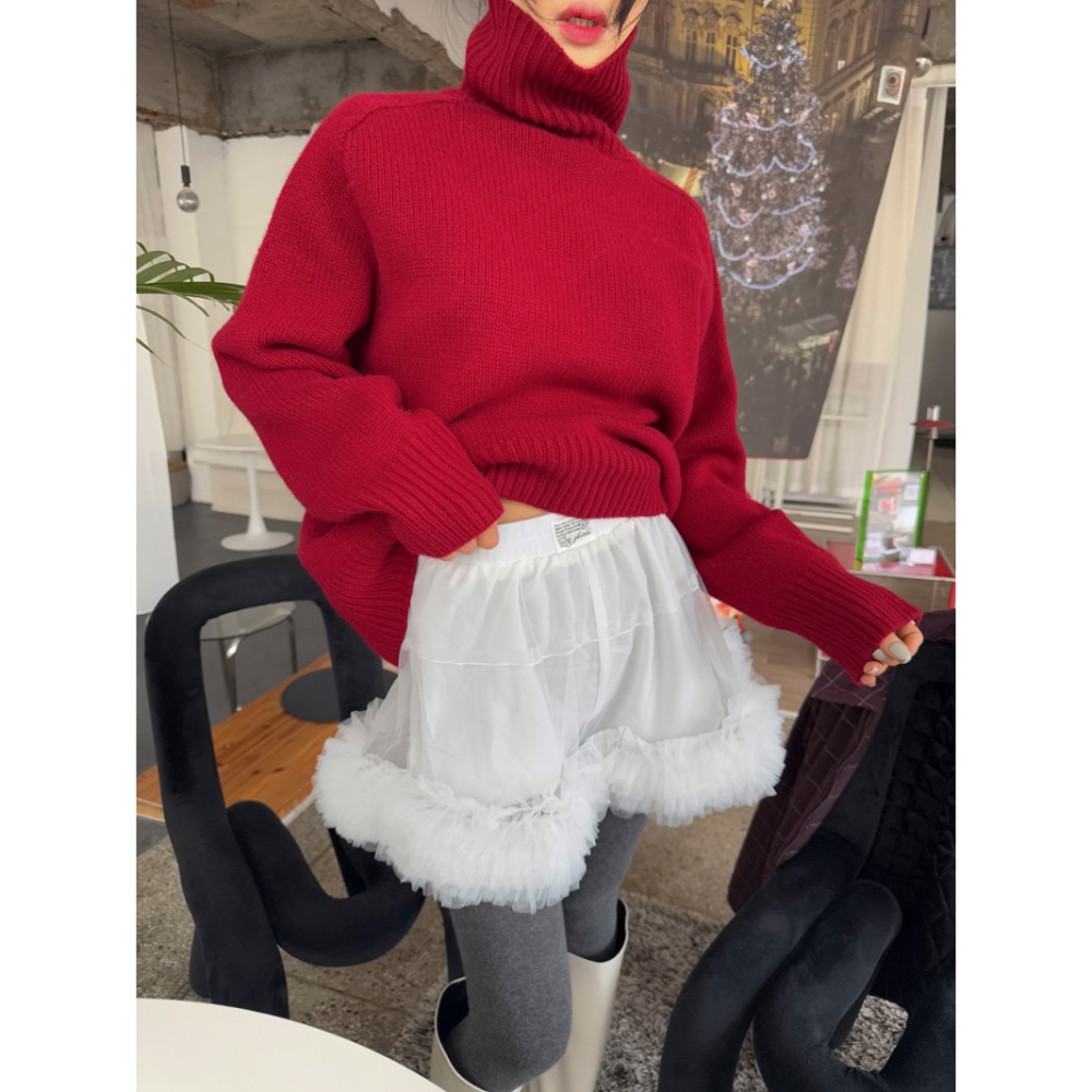 《HSS 韓國代購》正韓 🇰🇷 東大門  MayMay款 鬆緊腰立體裙擺蓬蓬裙 透紗短裙 褲裙-細節圖8