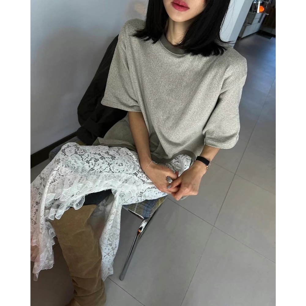 《HSS 韓國代購》正韓 🇰🇷 東大門 歐膩網紅款❤️下不規則設計厚棉長版T恤上衣-規格圖11