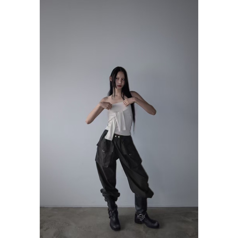 《HSS 韓國代購》正韓 🇰🇷 東大門  鬆緊腰口袋工裝褲-細節圖7