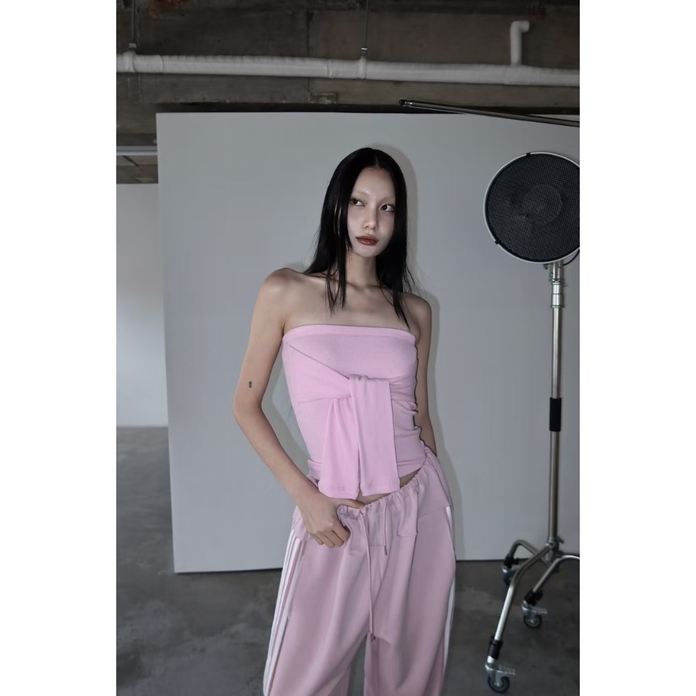 《HSS 韓國代購》正韓 🇰🇷 東大門  平口綁帶2穿露肩長袖上衣/內搭小包袖素T-規格圖11