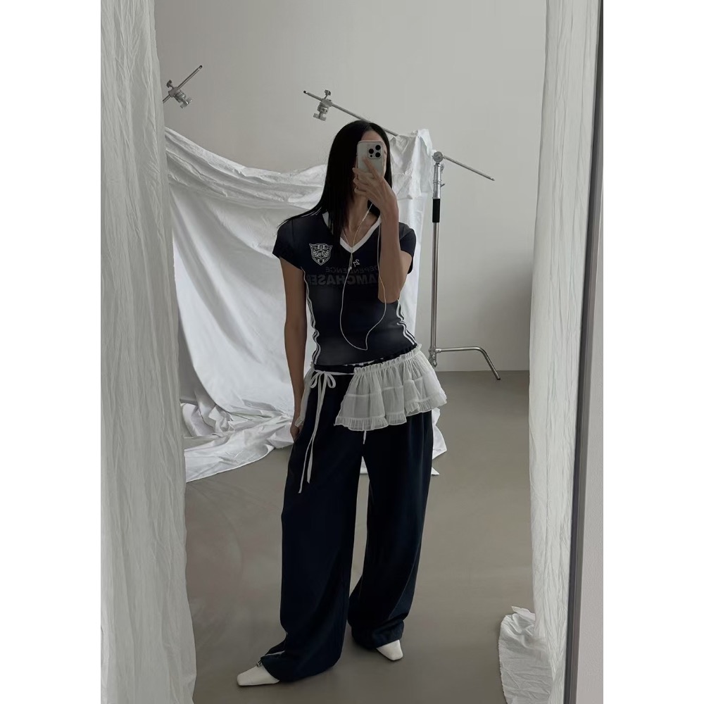 《HSS 韓國代購》正韓 🇰🇷 東大門  V領紮染線條足球女孩古著T恤-細節圖9