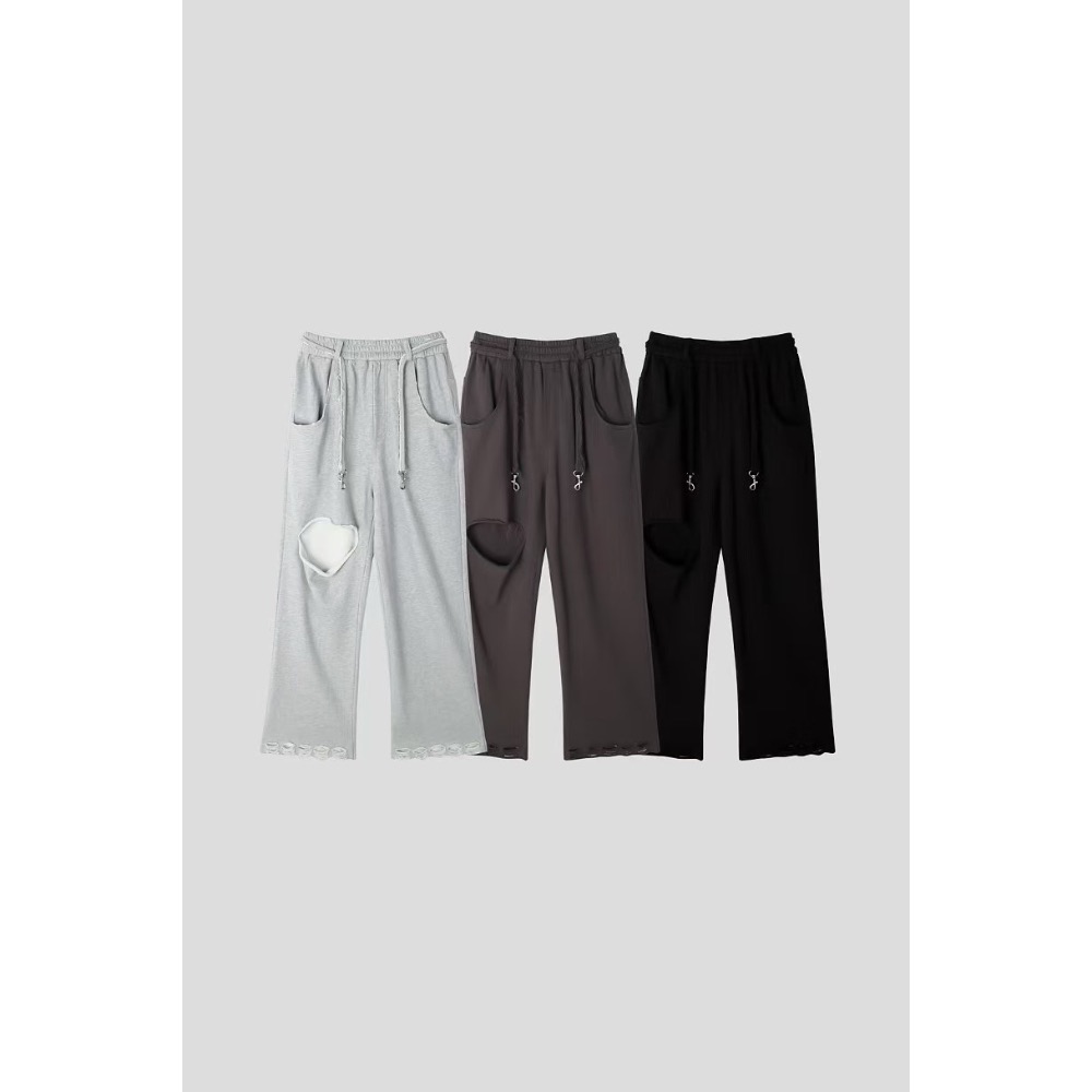 《HSS 韓國代購》正韓 🇰🇷 東大門   破損設計造型側鏈鬆緊休閒棉褲-細節圖6