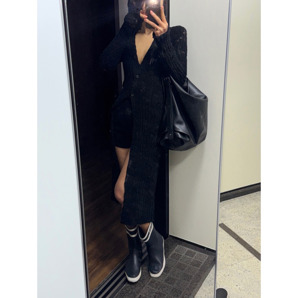 《HSS 韓國代購》正韓 🇰🇷 東大門   透視感前開叉V領設計感罩衫長版外套長袖上衣-細節圖10