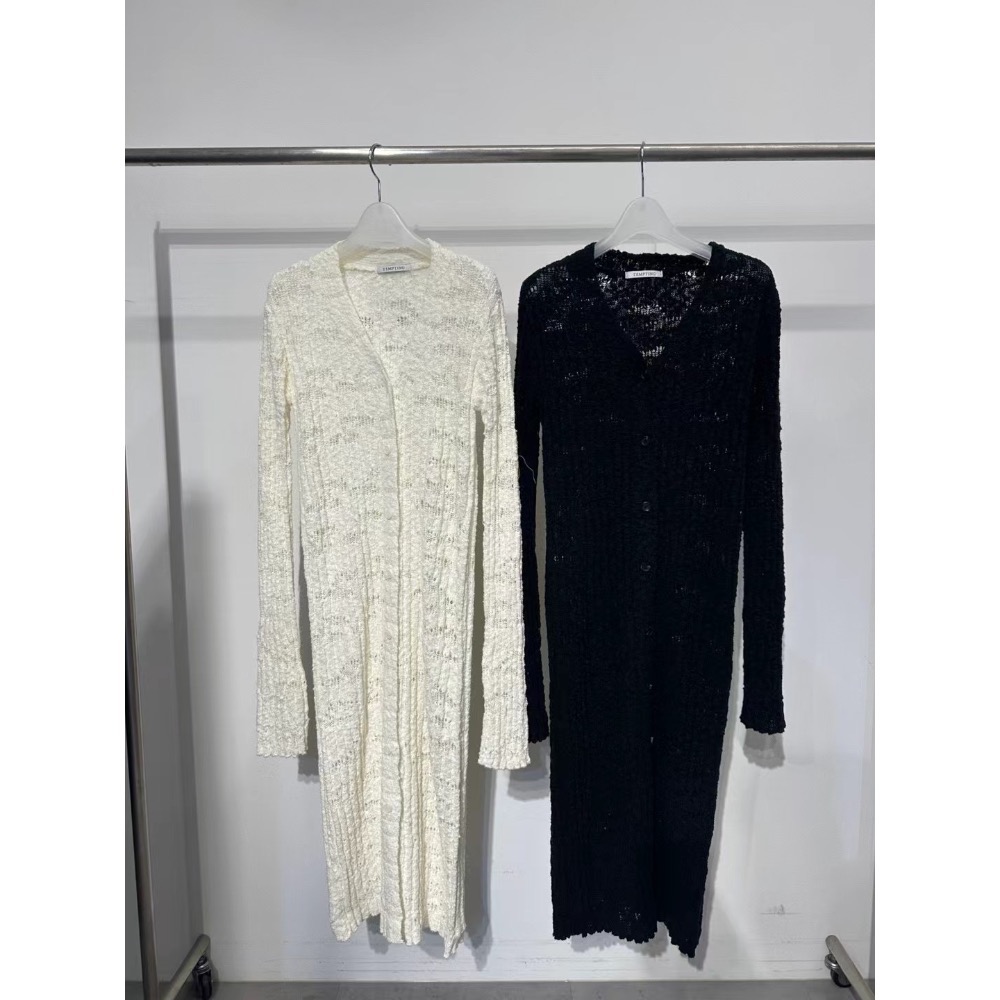 《HSS 韓國代購》正韓 🇰🇷 東大門   透視感前開叉V領設計感罩衫長版外套長袖上衣-規格圖11