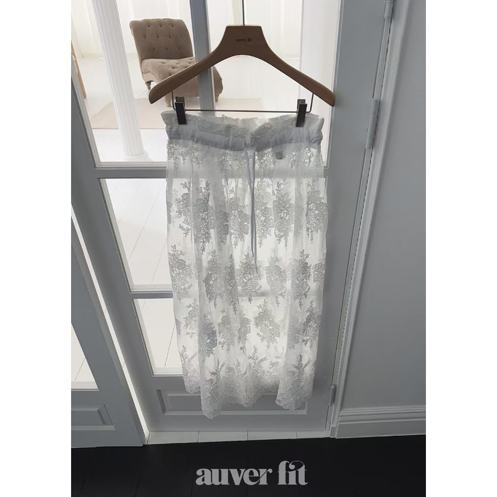 《HSS 韓國代購》正韓 🇰🇷 東大門 透視蕾絲鬆緊腰長裙-規格圖11