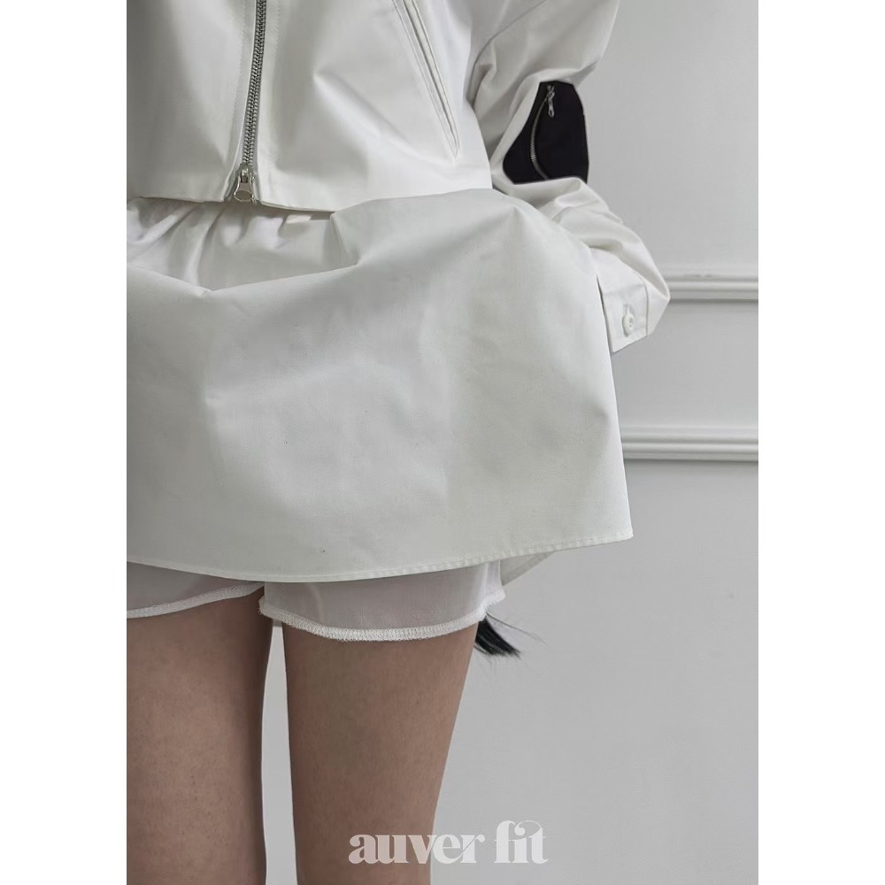 《HSS 韓國代購》正韓 🇰🇷 東大門 翻領拼色短版外套/高腰小蓬裙套裝（內有安全褲）-細節圖6