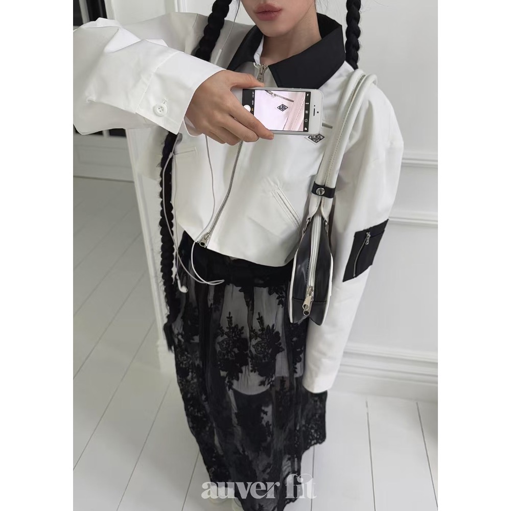 《HSS 韓國代購》正韓 🇰🇷 東大門 翻領拼色短版外套/高腰小蓬裙套裝（內有安全褲）-規格圖11