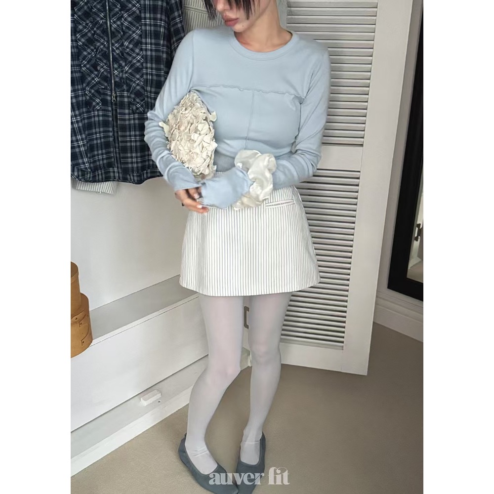 《HSS 韓國代購》正韓 🇰🇷 東大門 - 木耳鬚邊純色早春百搭長袖上衣-細節圖2