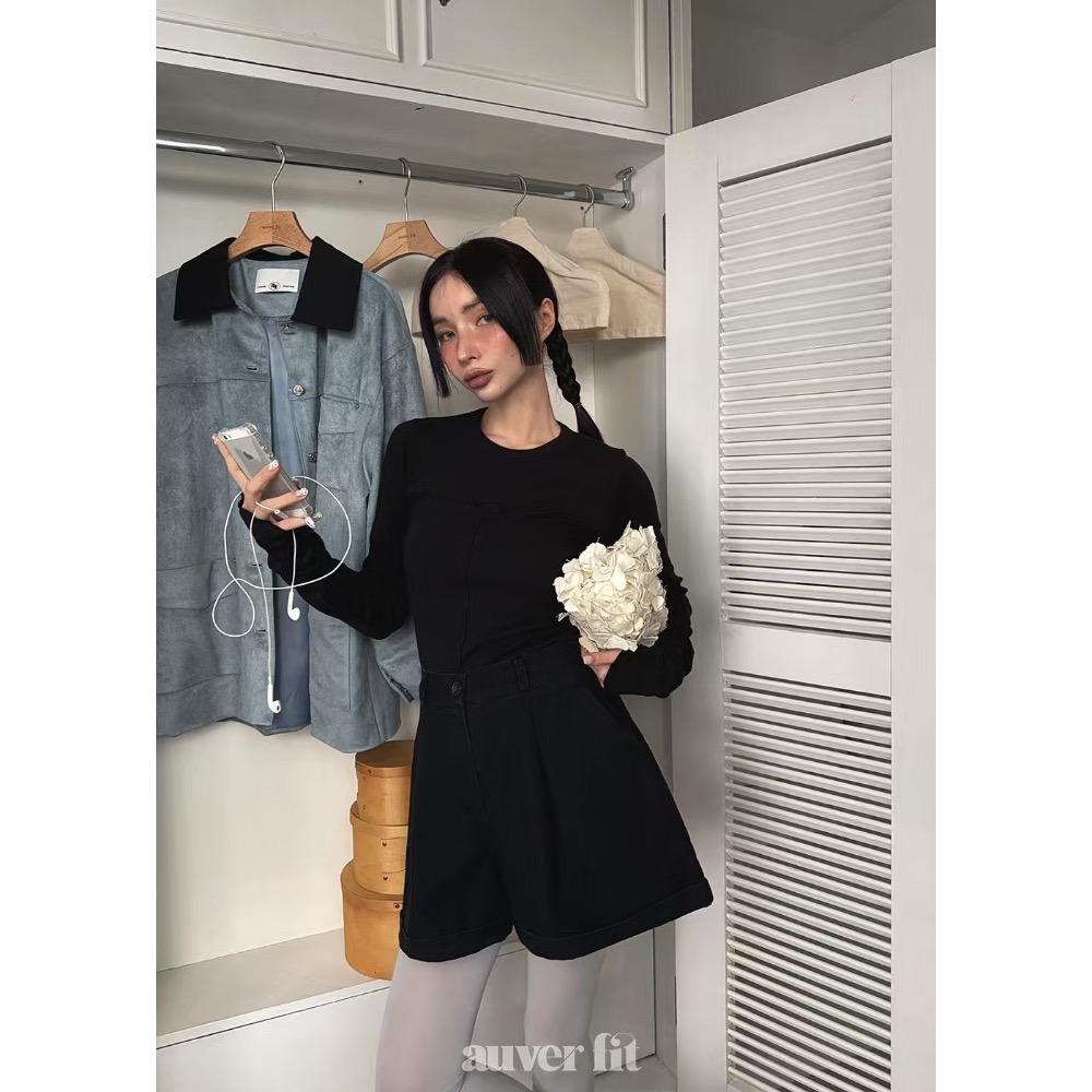 《HSS 韓國代購》正韓 🇰🇷 東大門 - 木耳鬚邊純色早春百搭長袖上衣-細節圖5