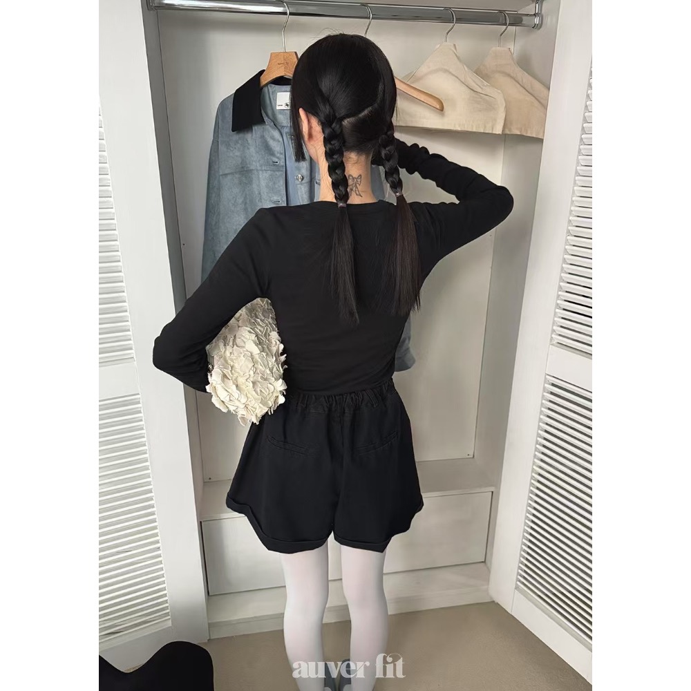 《HSS 韓國代購》正韓 🇰🇷 東大門 - 木耳鬚邊純色早春百搭長袖上衣-細節圖6