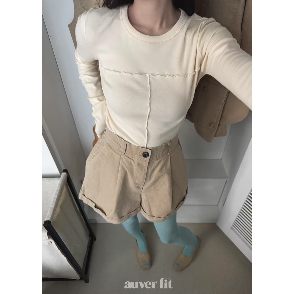 《HSS 韓國代購》正韓 🇰🇷 東大門 - 木耳鬚邊純色早春百搭長袖上衣-細節圖8